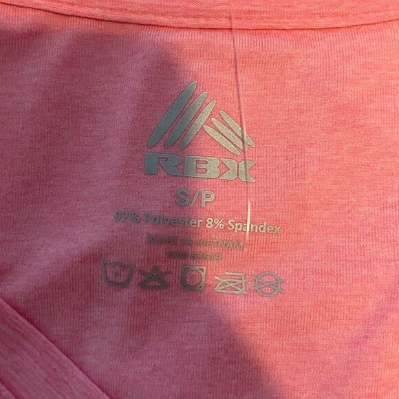 RBX Active Soft V-Neck Tee Pink Marled Flowy Knit Short‎ Sleeve Athletic S - Picture 5 of 8